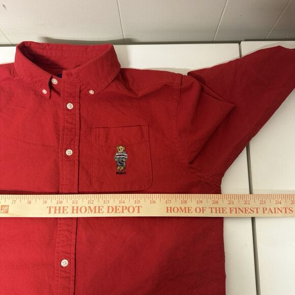 Polo Ralph Lauren Bear Logo Oxford Shirt Button Down Performance Kids XL Men S - Picture 9 of 12